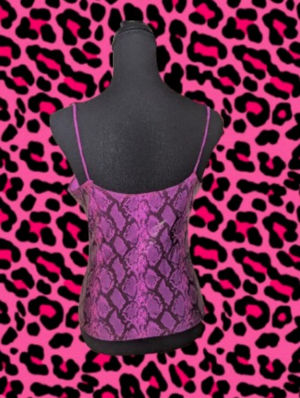 Y2K Gyaru McBling Fuschia Snakeskin Top - Picture 3 of 11